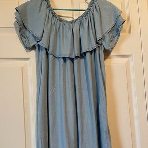 Denim off the shoulder dress